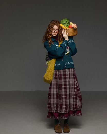 Retro Flower Pattern Knit Shirt LG0036