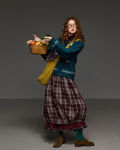 Retro Flower Pattern Knit Shirt LG0036