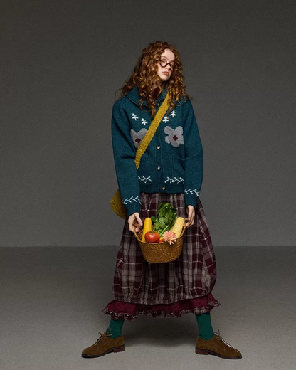 Retro Flower Pattern Knit Shirt LG0036