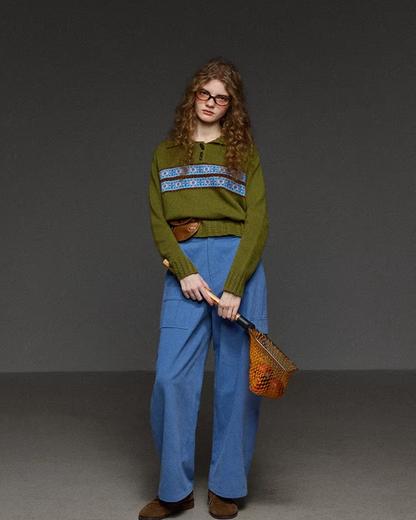 Toggle Button Polo Knit Shirt LG0037