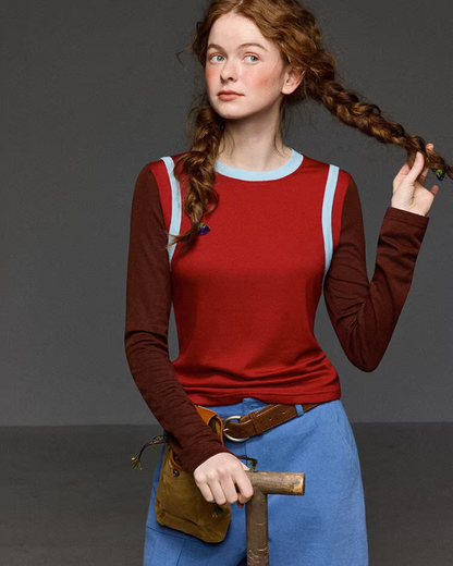 Layer Bicolor Line Long Sleeve T-shirt LG0038