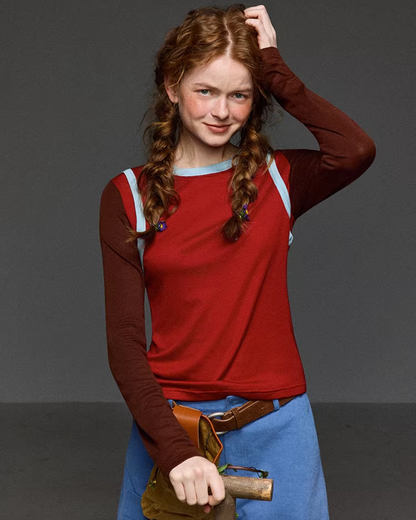 Layer Bicolor Line Long Sleeve T-shirt LG0038