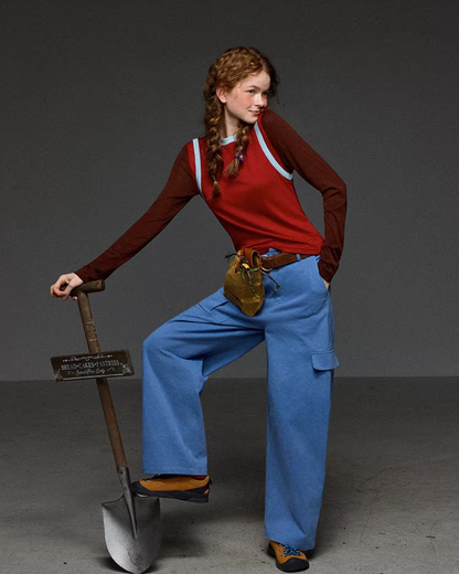 Layer Bicolor Line Long Sleeve T-shirt LG0038