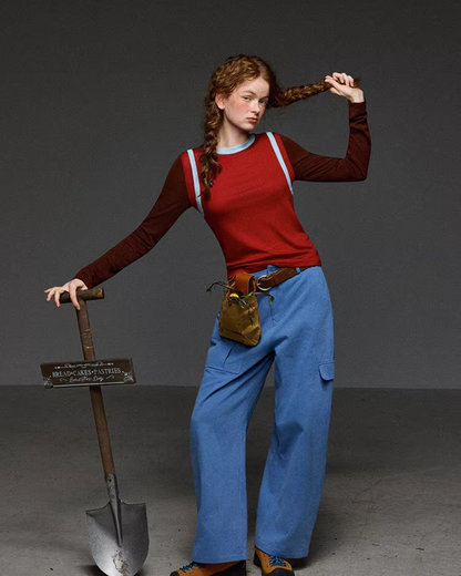 Layer Bicolor Line Long Sleeve T-shirt LG0038