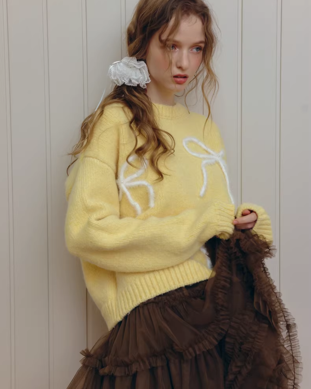 Ribbon Yellow Knit IS0009