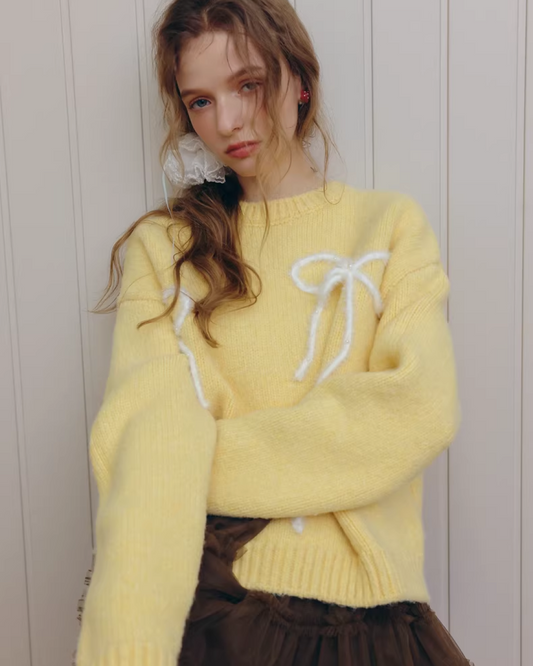 Ribbon Yellow Knit IS0009