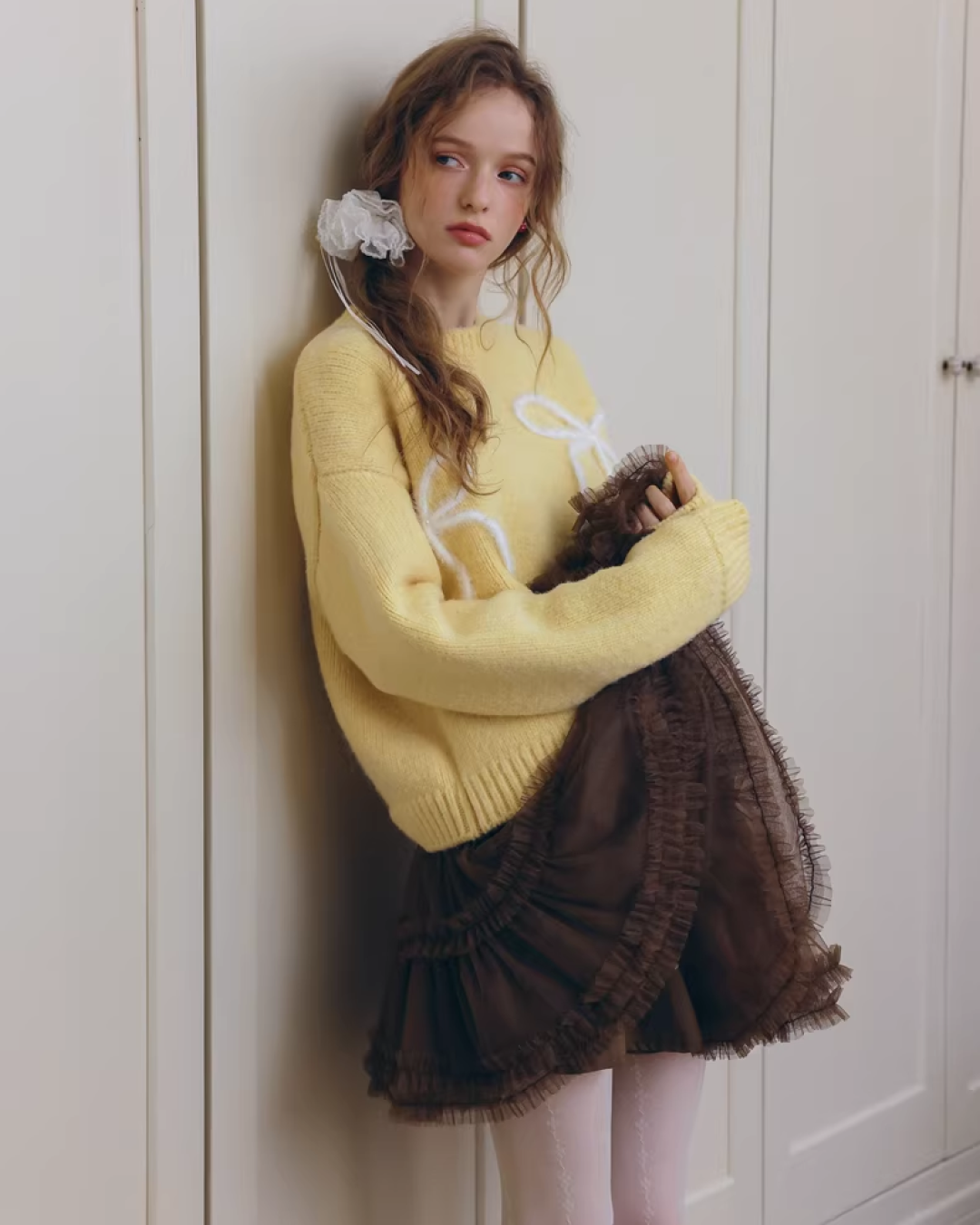 Ribbon Yellow Knit IS0009