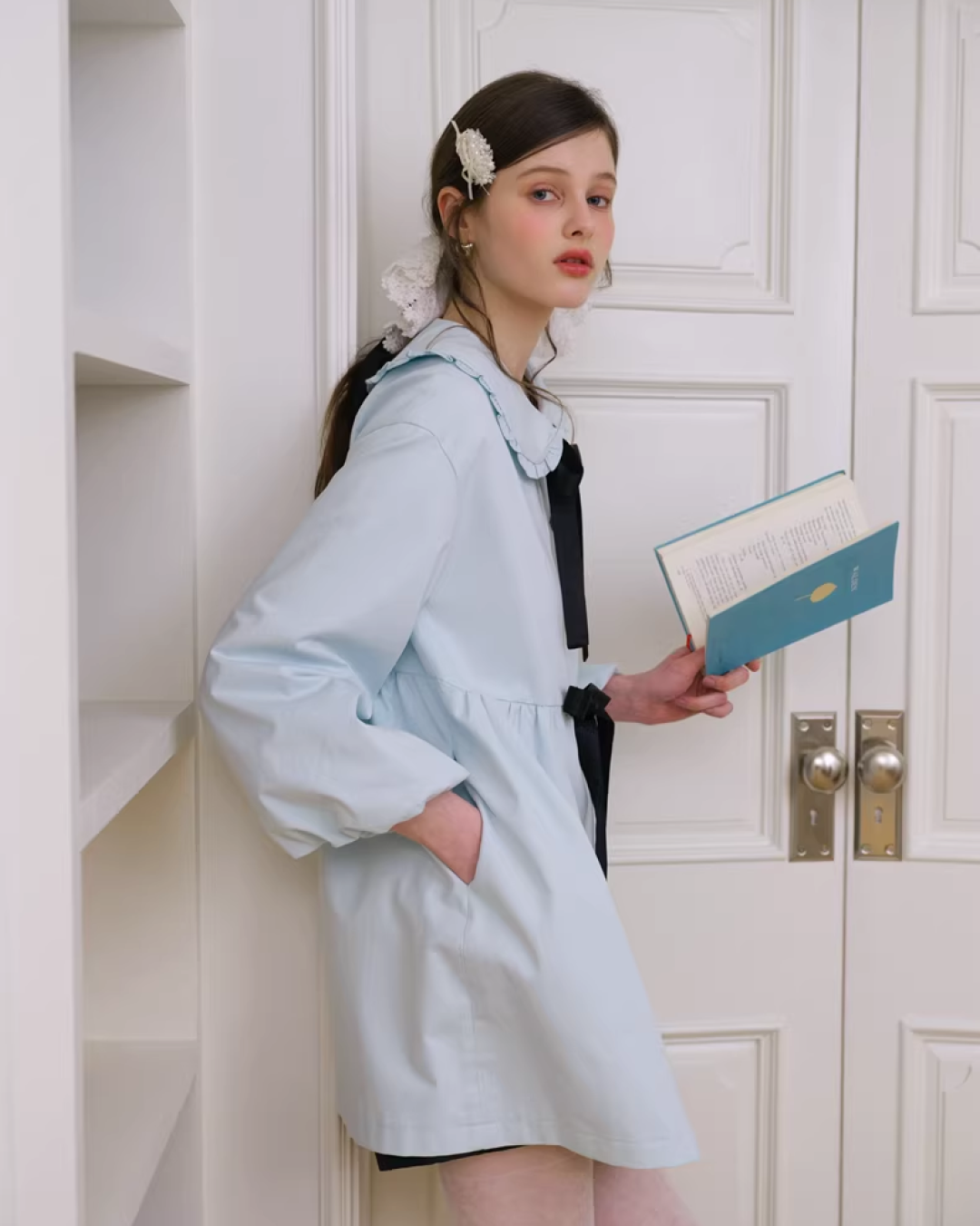 Ribbon Balloon Sleeve Jacket IS0006