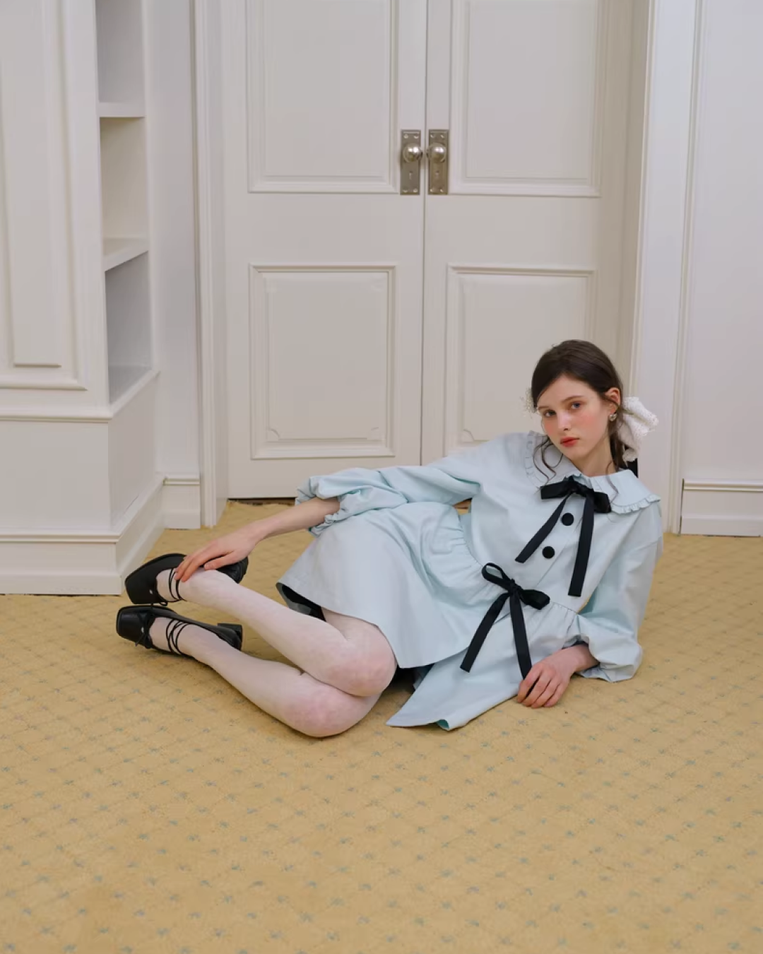 Ribbon Balloon Sleeve Jacket IS0006