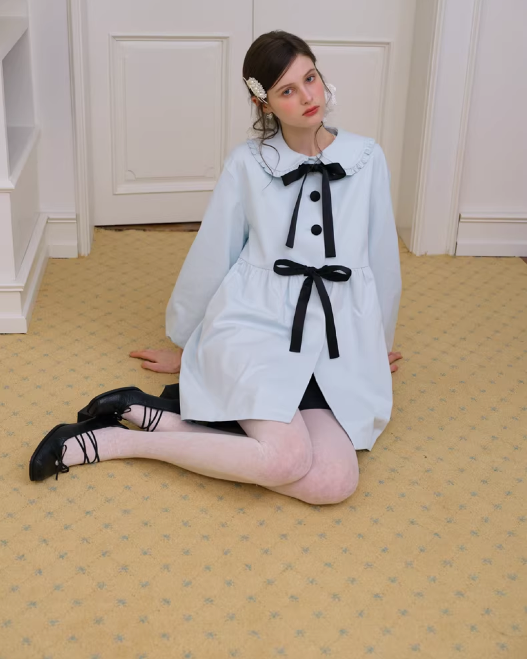 Ribbon Balloon Sleeve Jacket IS0006