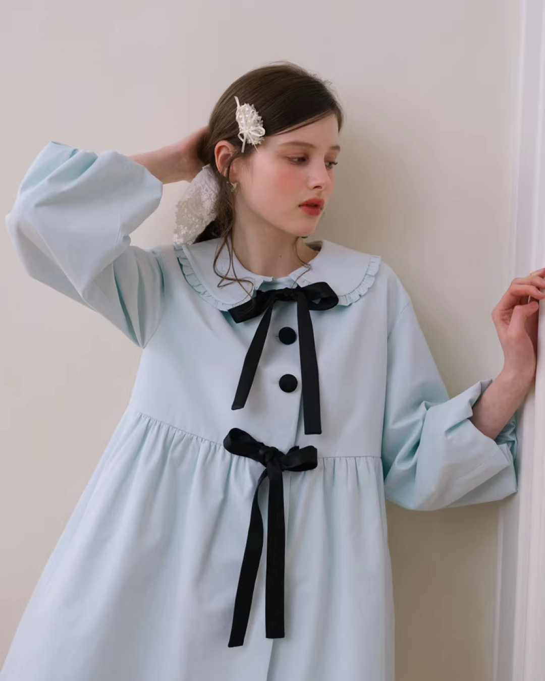 Ribbon Balloon Sleeve Jacket IS0006