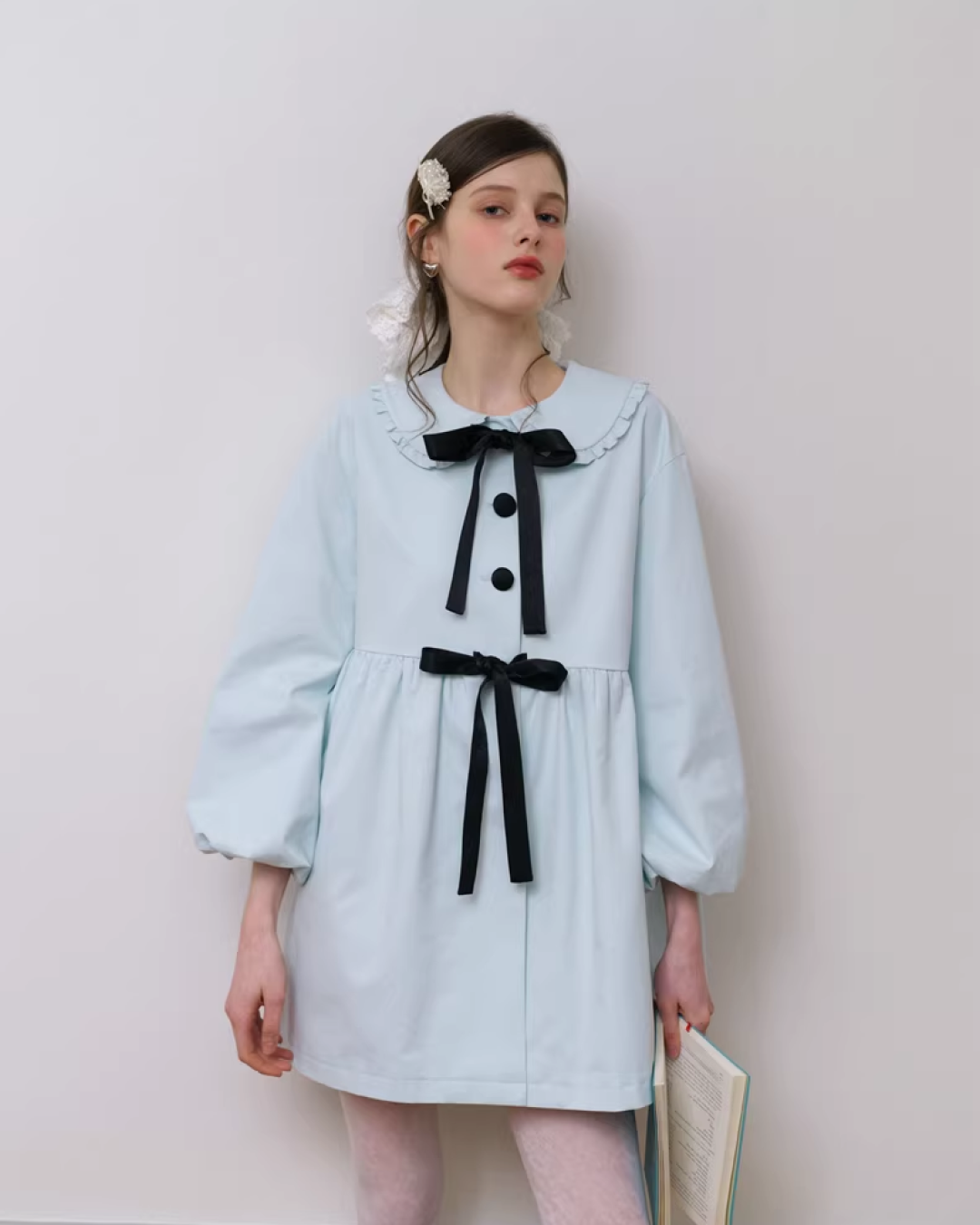 Ribbon Balloon Sleeve Jacket IS0006