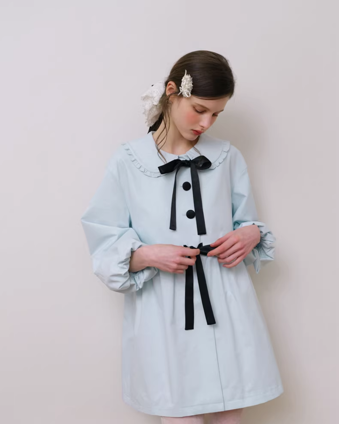 Ribbon Balloon Sleeve Jacket IS0006