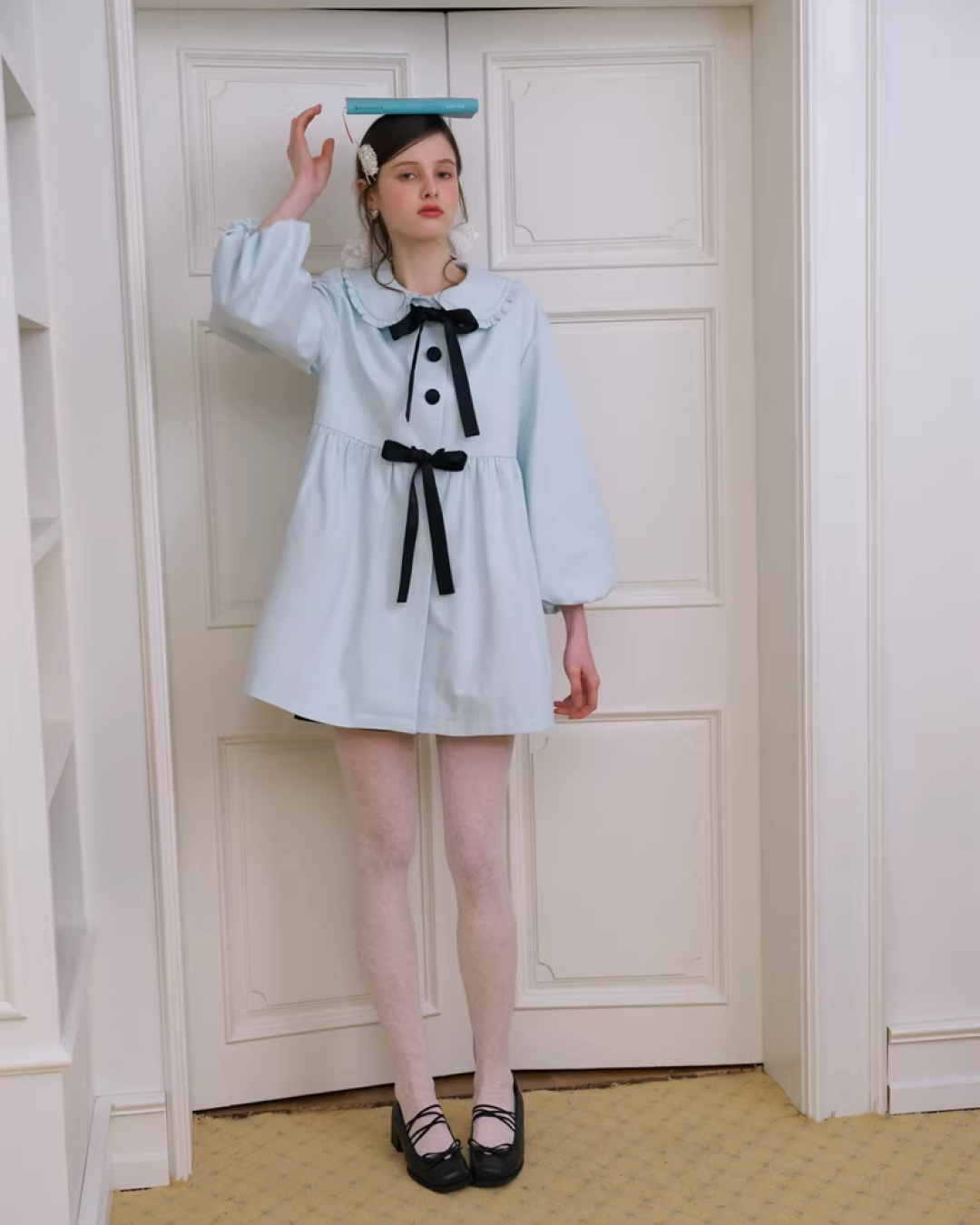 Ribbon Balloon Sleeve Jacket IS0006