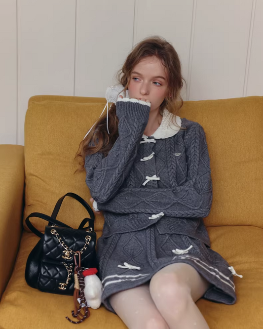 Gray Ribbon Knit Matching cloth IS0001