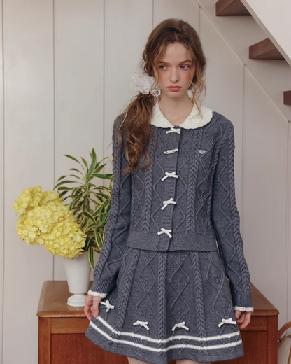 Gray Ribbon Knit Matching cloth IS0001