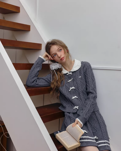 Gray Ribbon Knit Matching cloth IS0001