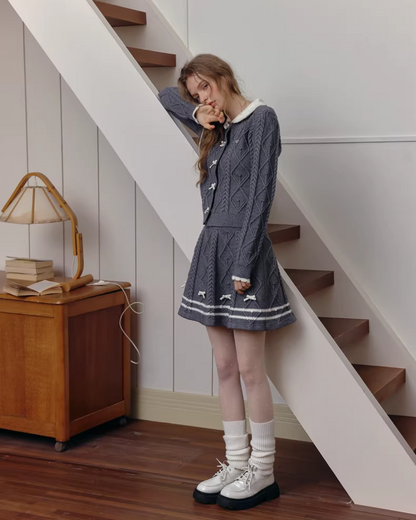 Gray Ribbon Knit Matching cloth IS0001