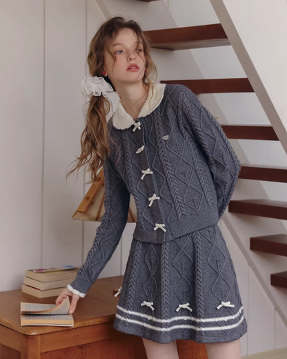 Gray Ribbon Knit Matching cloth IS0001