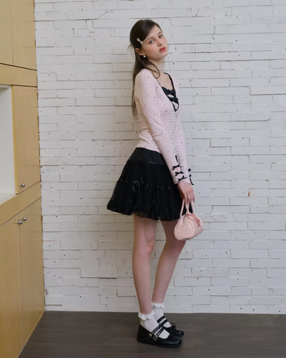 Ribbon Pink Layer Tops IS0005