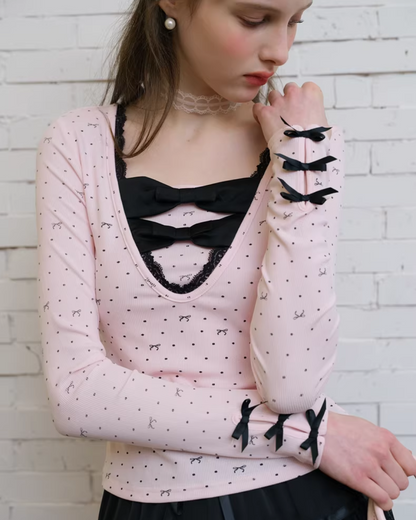 Ribbon Pink Layer Tops IS0005