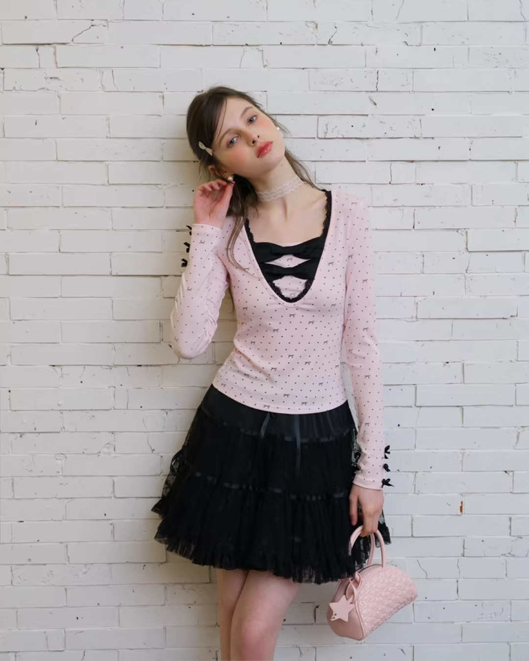 Ribbon Pink Layer Tops IS0005