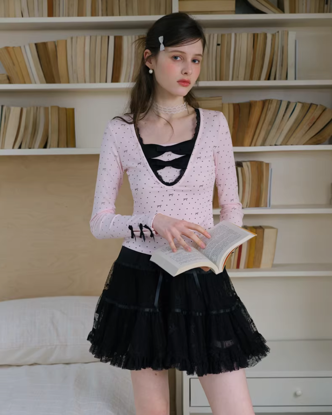 Ribbon Pink Layer Tops IS0005