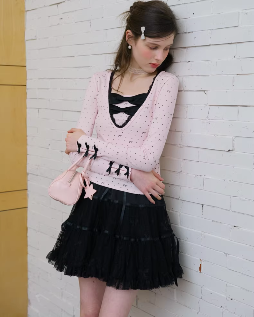 Ribbon Pink Layer Tops IS0005