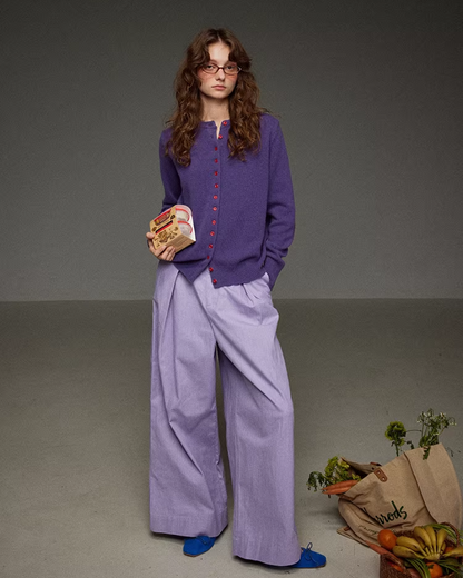 Tuck Wide Purple Pants LG0041