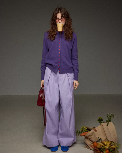 Tuck Wide Purple Pants LG0041