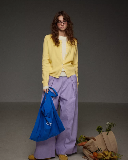 Tuck Wide Purple Pants LG0041