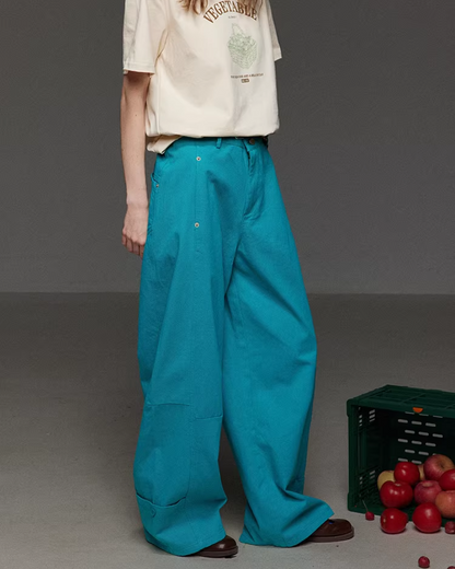 Sky Blue Studs Wide Pants LG0042