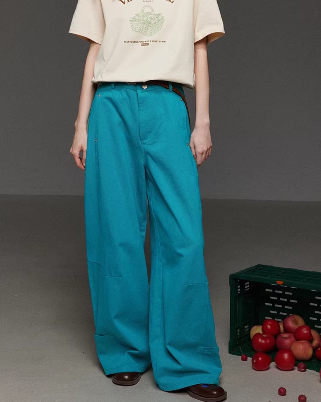 Sky Blue Studs Wide Pants LG0042