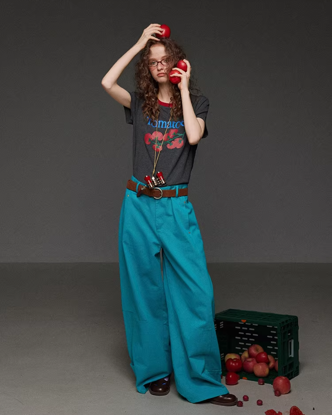 Sky Blue Studs Wide Pants LG0042