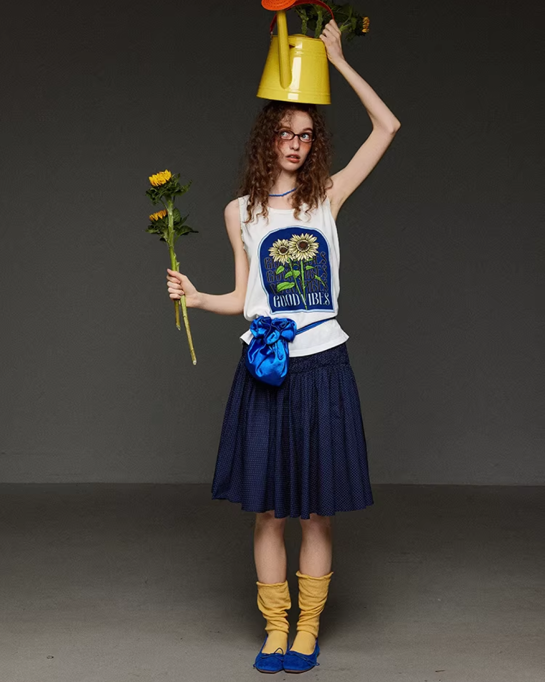 Sleeveless Flower Print Shirt LG0044