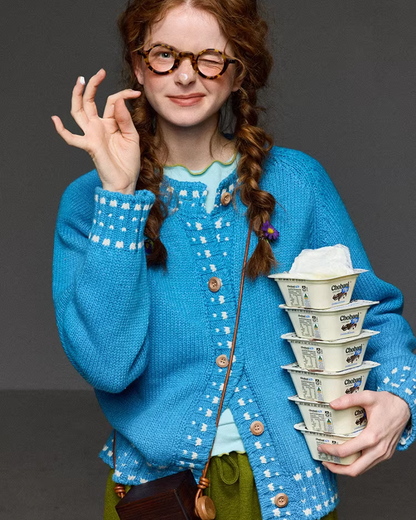 Stitch Blue Knit Cardigan LG0046