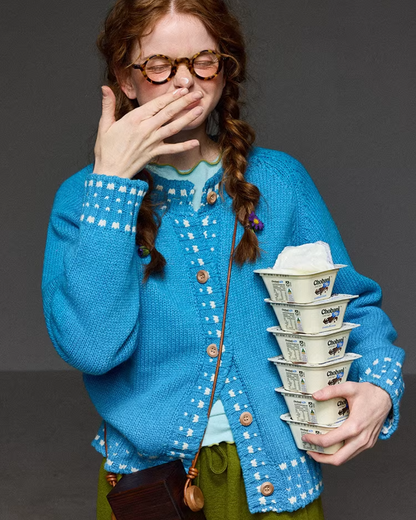 Stitch Blue Knit Cardigan LG0046