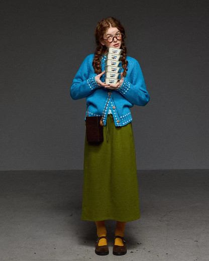 Stitch Blue Knit Cardigan LG0046