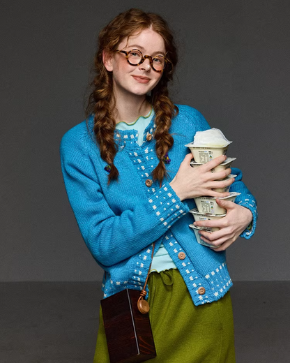 Stitch Blue Knit Cardigan LG0046