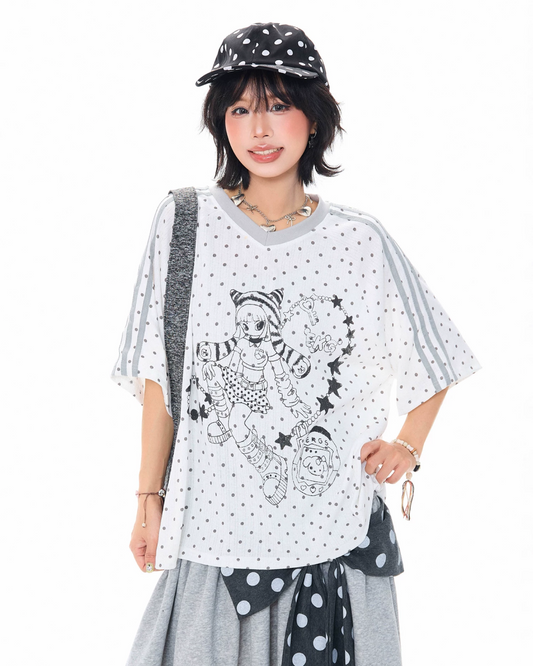 ショルダーラインドットTシャツ MK0006