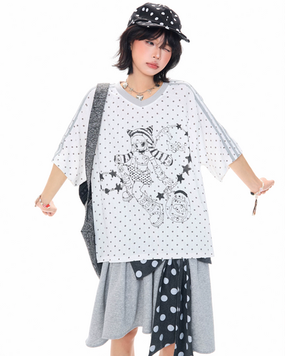 ショルダーラインドットTシャツ MK0006