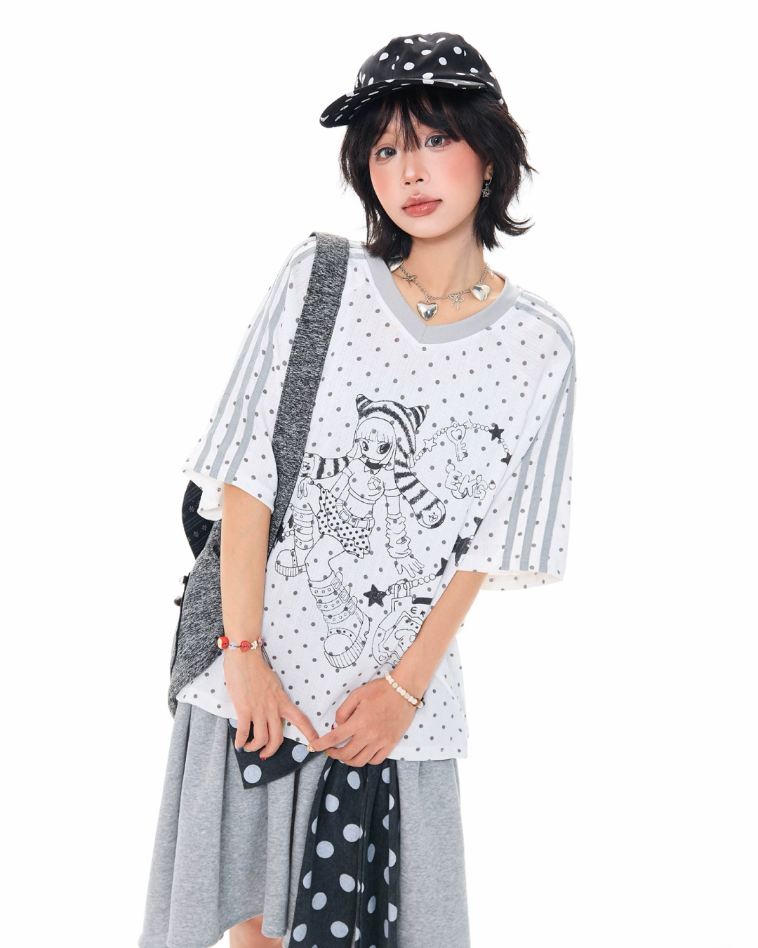 ショルダーラインドットTシャツ MK0006