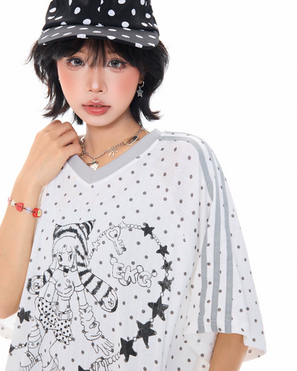 ショルダーラインドットTシャツ MK0006