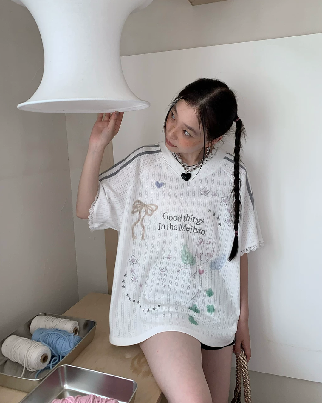 Lace Shoulder Line T-shirt TE0020