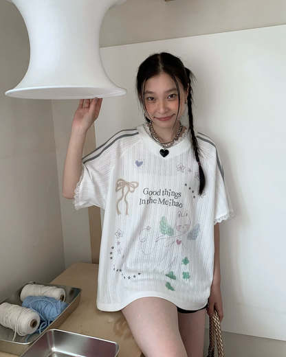 Lace Shoulder Line T-shirt TE0020