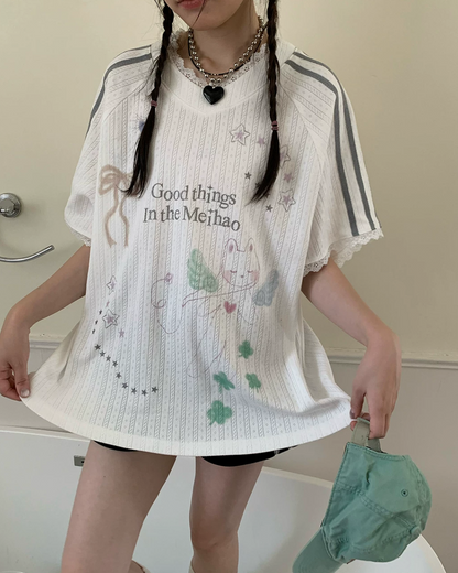 Lace Shoulder Line T-shirt TE0020