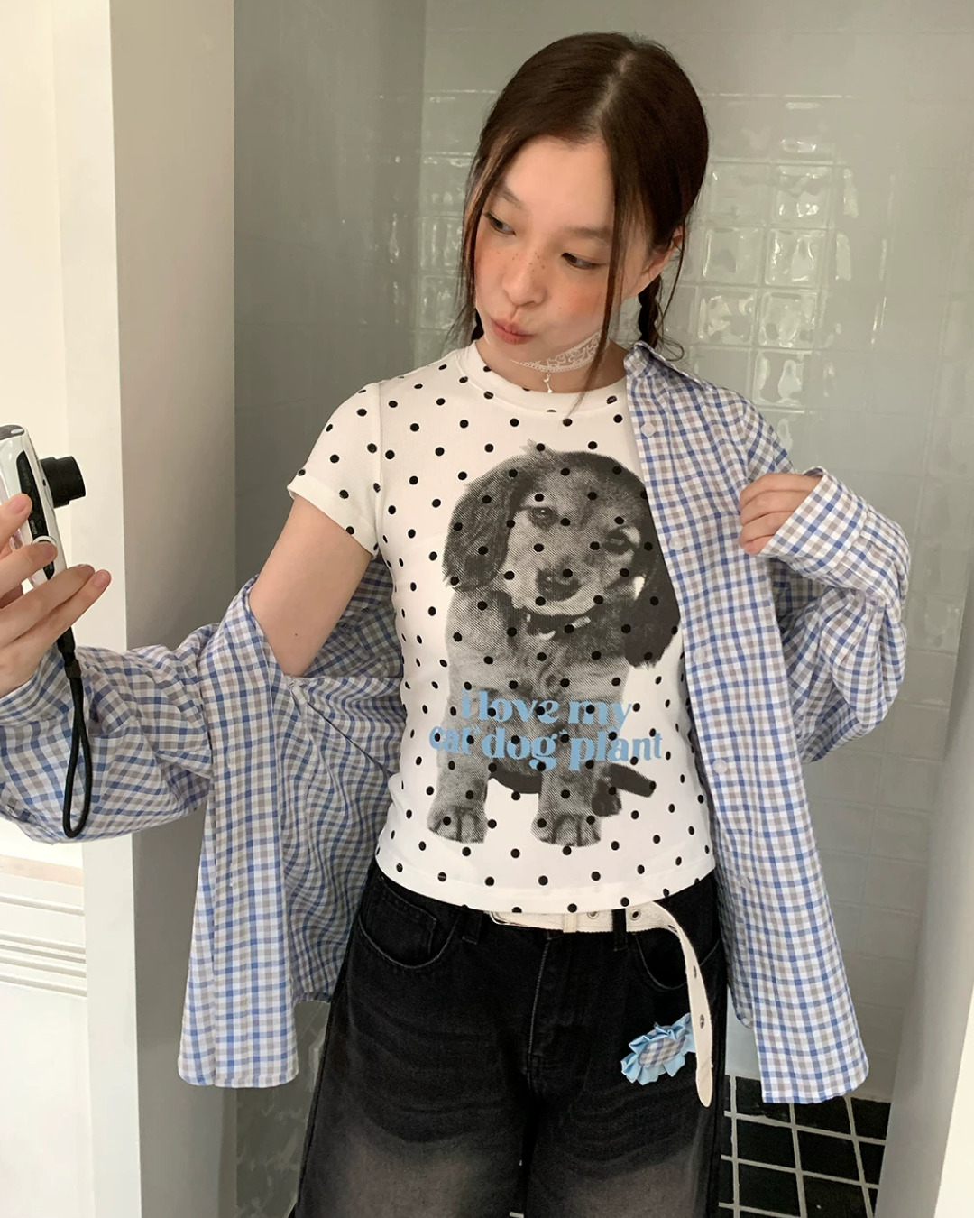 Polka-dot Dog Printed T-shirt TE0023
