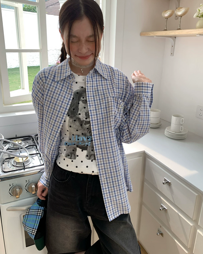 Polka-dot Dog Printed T-shirt TE0023