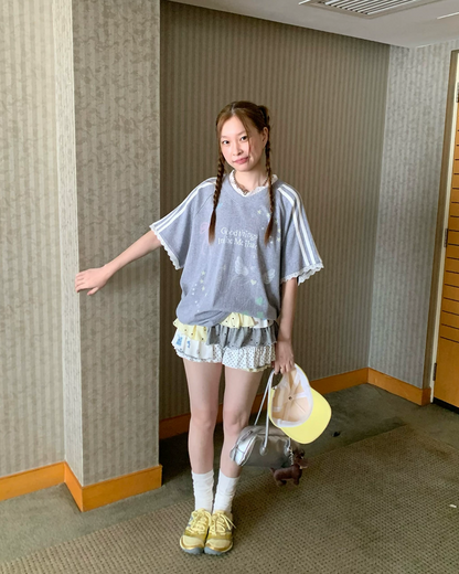 Lace Shoulder Line T-shirt TE0027
