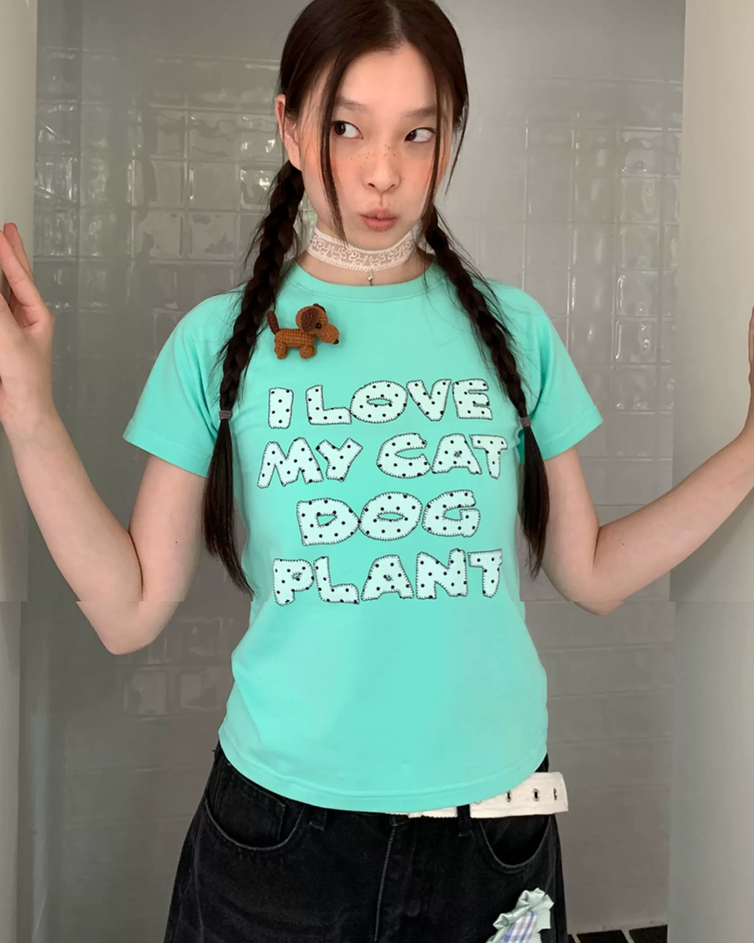 Polka-dot Lettering T-shirt TE0039